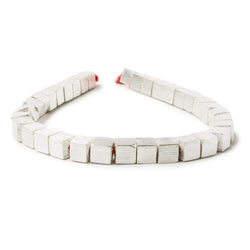 6mm Silver plated Copper Brushed Cube Beads 8 inch 34 pcs (ONLINE ORDER ONLY)