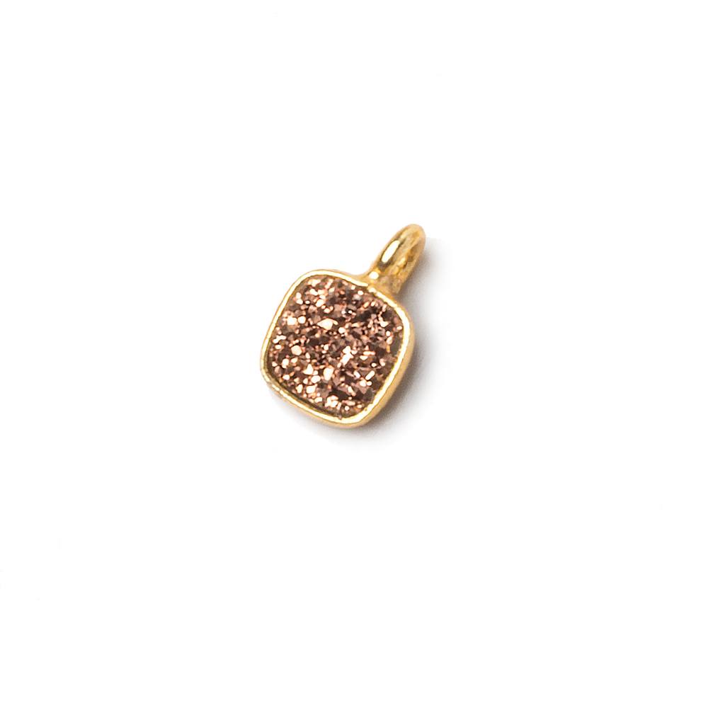 6mm Vermeil Bezel Rose Micro Drusy Square Pendant 1 piece with side facing ring (ONLINE ORDER ONLY)