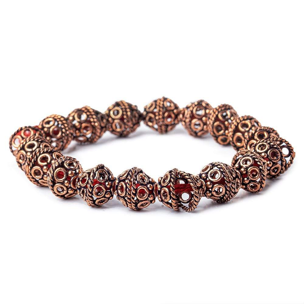 6x11x11mm Copper Bead Cap with Circular Pattern 8 inch 36 pcs (ONLINE ORDER ONLY)
