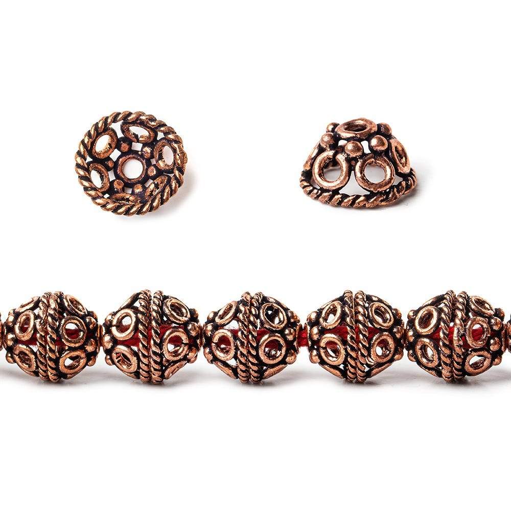 6x11x11mm Copper Bead Cap with Circular Pattern 8 inch 36 pcs (ONLINE ORDER ONLY)
