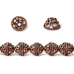 6x11x11mm Copper Bead Cap with Circular Pattern 8 inch 36 pcs (ONLINE ORDER ONLY)