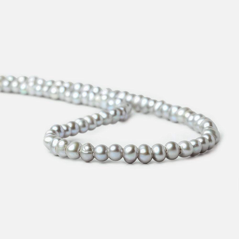 6x4-6.5x4mm Silver Peacock Large Hole Off Round Pearl 2.5mm drill hole 15 inch 87 pcs (ONLINE ORDER ONLY)