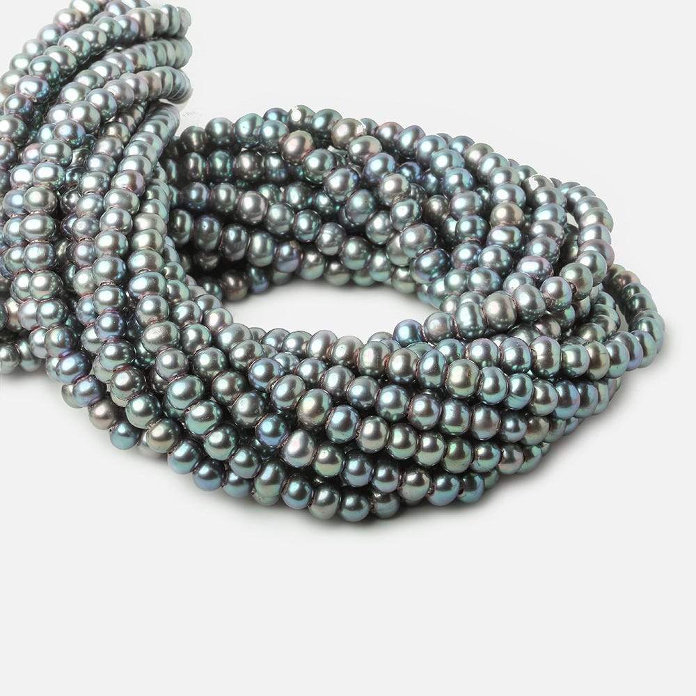 6x4-7x5mm Aqua Green Peacock 2.5mm Large Hole Off Round Pearl 15 inch 75 pieces (ONLINE ORDER ONLY)