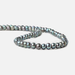 6x4-7x5mm Aqua Green Peacock 2.5mm Large Hole Off Round Pearl 15 inch 75 pieces (ONLINE ORDER ONLY)