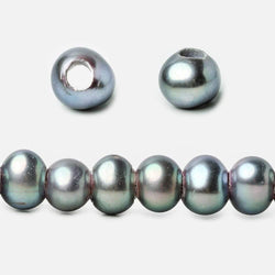 6x4-7x5mm Aqua Green Peacock 2.5mm Large Hole Off Round Pearl 15 inch 75 pieces (ONLINE ORDER ONLY)
