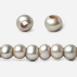 6x4-7x5mm Venetian Silver 2.5mm Large Hole Off Round Pearl 15 inch 78 pieces (ONLINE ORDER ONLY)