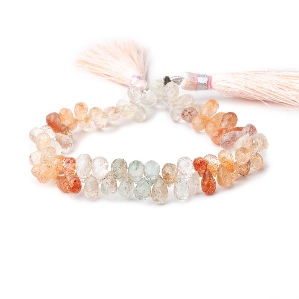 6x4-8x5mm Multi Color Sunstone faceted tear drop beads 8 inch 74 pieces (ONLINE ORDER ONLY)