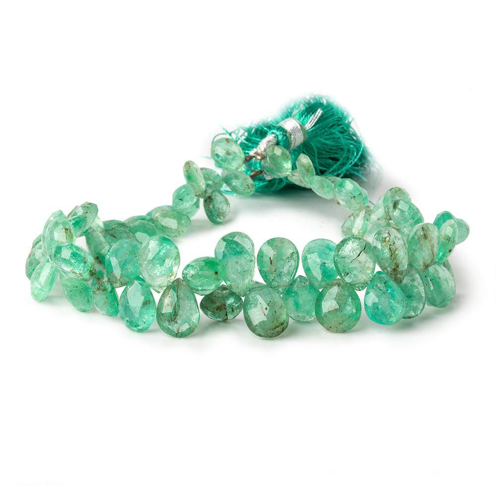 6x4-9x7mm Emerald Faceted Pear Briolette Beads 8 inch 64 pieces (ONLINE ORDER ONLY)