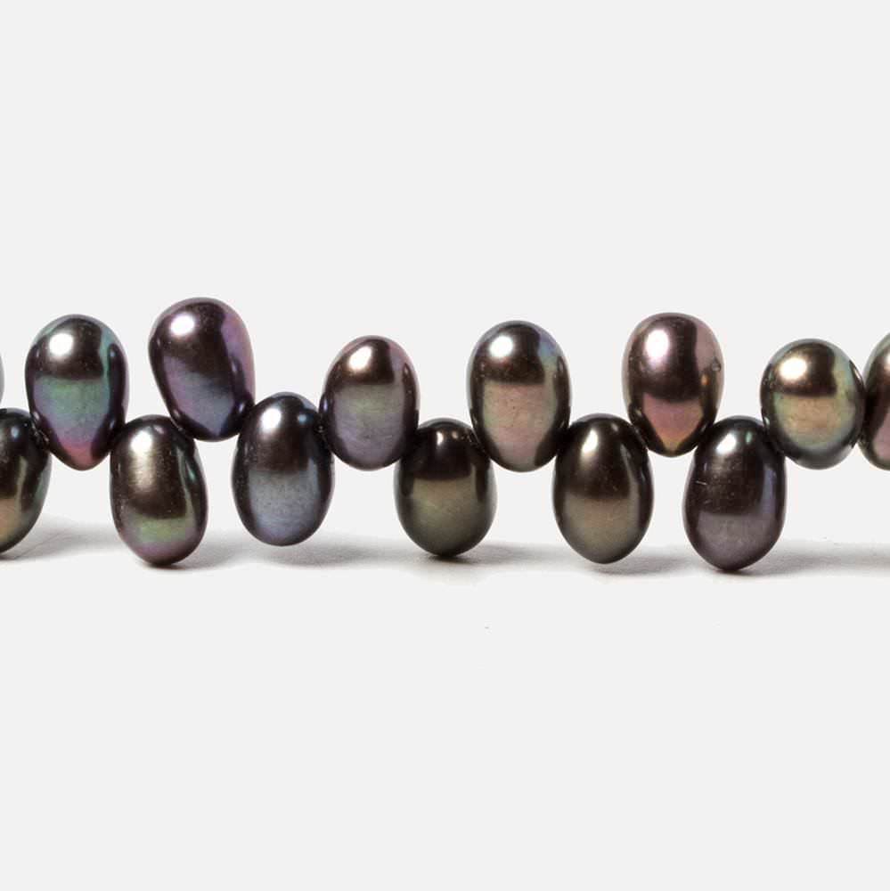 6x4.5-7x5mm Green Peacock Top Drill Oval Freshwater Pearls 15 inch 90 pieces