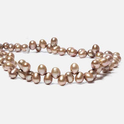 6x4mm Latte Brown Top Drilled Oval Freshwater Pearls 16 inch 78 pieces (ONLINE ORDER ONLY)