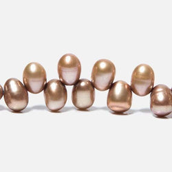 6x4mm Latte Brown Top Drilled Oval Freshwater Pearls 16 inch 78 pieces (ONLINE ORDER ONLY)