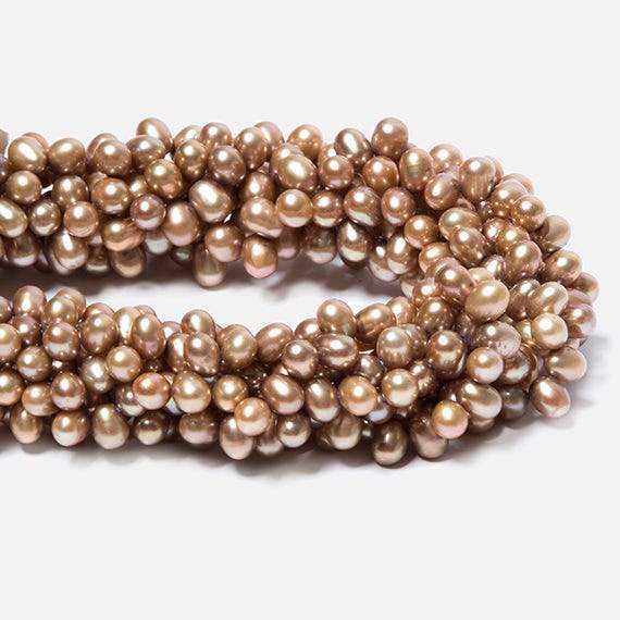 6x4mm Latte Brown Top Drilled Oval Freshwater Pearls 16 inch 78 pieces (ONLINE ORDER ONLY)