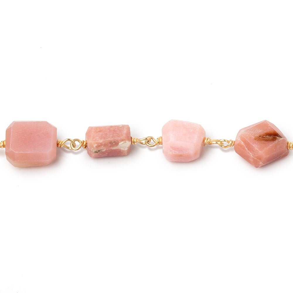 6x5-10x8mm Pink Peruvian Opal Faceted Nugget Beads on Vermeil Chain (ONLINE ORDER ONLY)