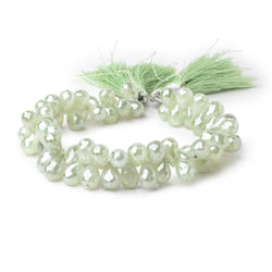 6x5-12x6mm Mystic Prehnite Faceted Tear Drop Beads 8 inch 65 pieces (ONLINE ORDER ONLY)