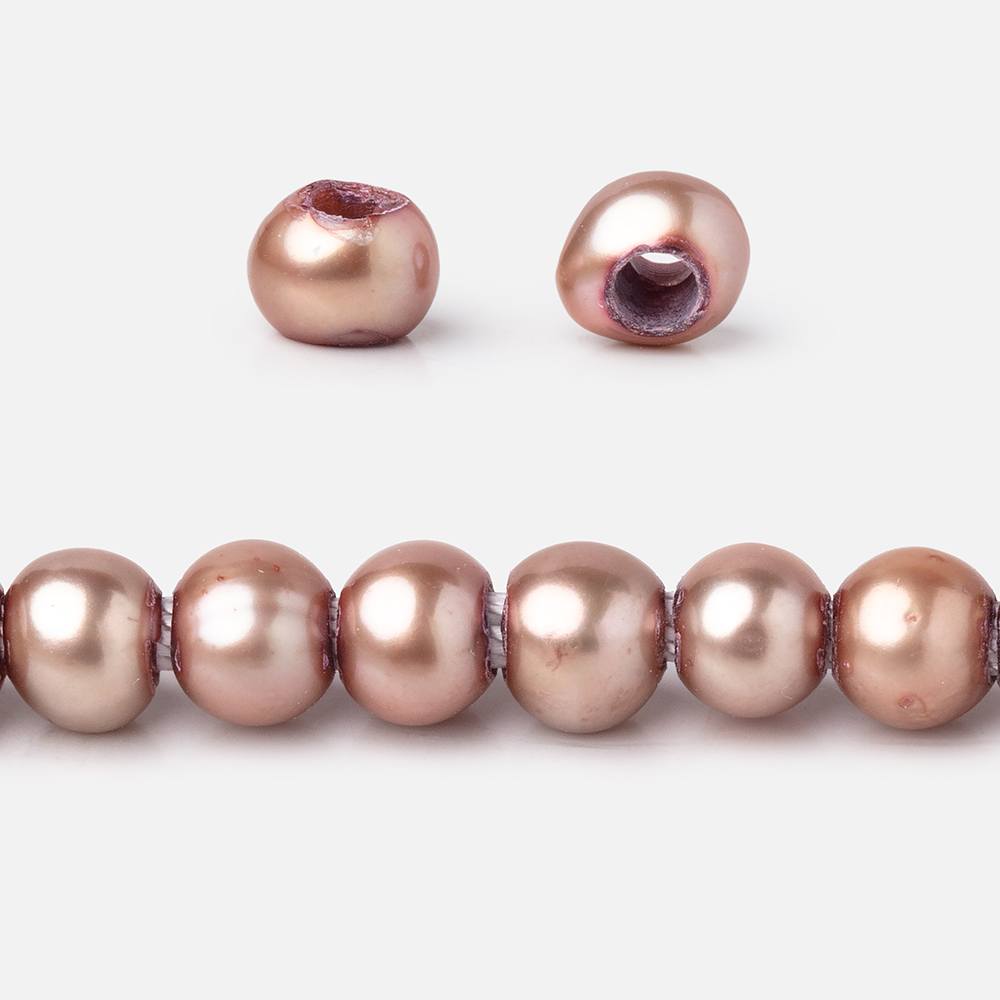 6x5-7x5mm Rose Champagne Off Round Large Hole Freshwater Pearl 15 inch 75 pieces (ONLINE ORDER ONLY)