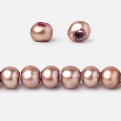 6x5-7x5mm Rose Champagne Off Round Large Hole Freshwater Pearl 15 inch 75 pieces (ONLINE ORDER ONLY)