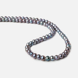 6x5-7x6mm Blue Peacock Silver Off Round 2.5mm Large Hole Freshwater Pearl 75 pcs