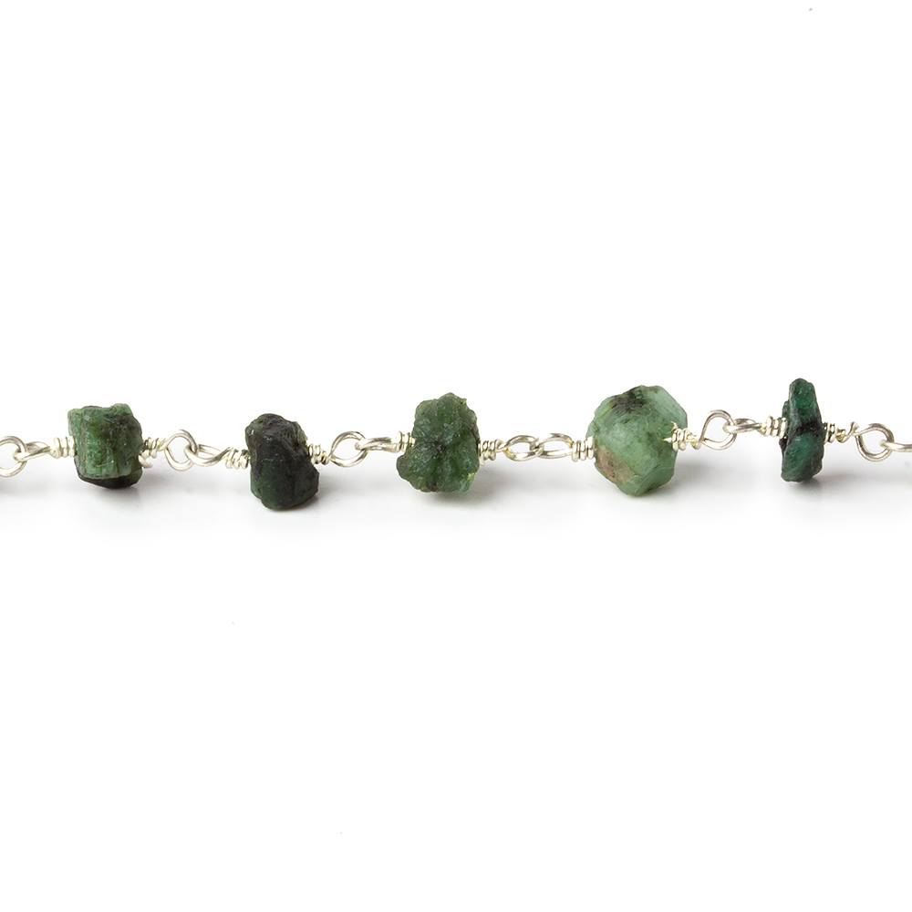 6x5-8x5mm Matte Emerald Chips Silver plated Chain by the foot 32 pieces (ONLINE ORDER ONLY)