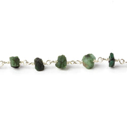 6x5-8x5mm Matte Emerald Chips Silver plated Chain by the foot 32 pieces (ONLINE ORDER ONLY)