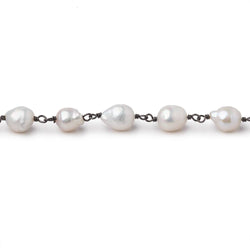 6x5-8x6mm White Petite Ultra Baroque Pearls on Black Gold .925 Chain (ONLINE ORDER ONLY)