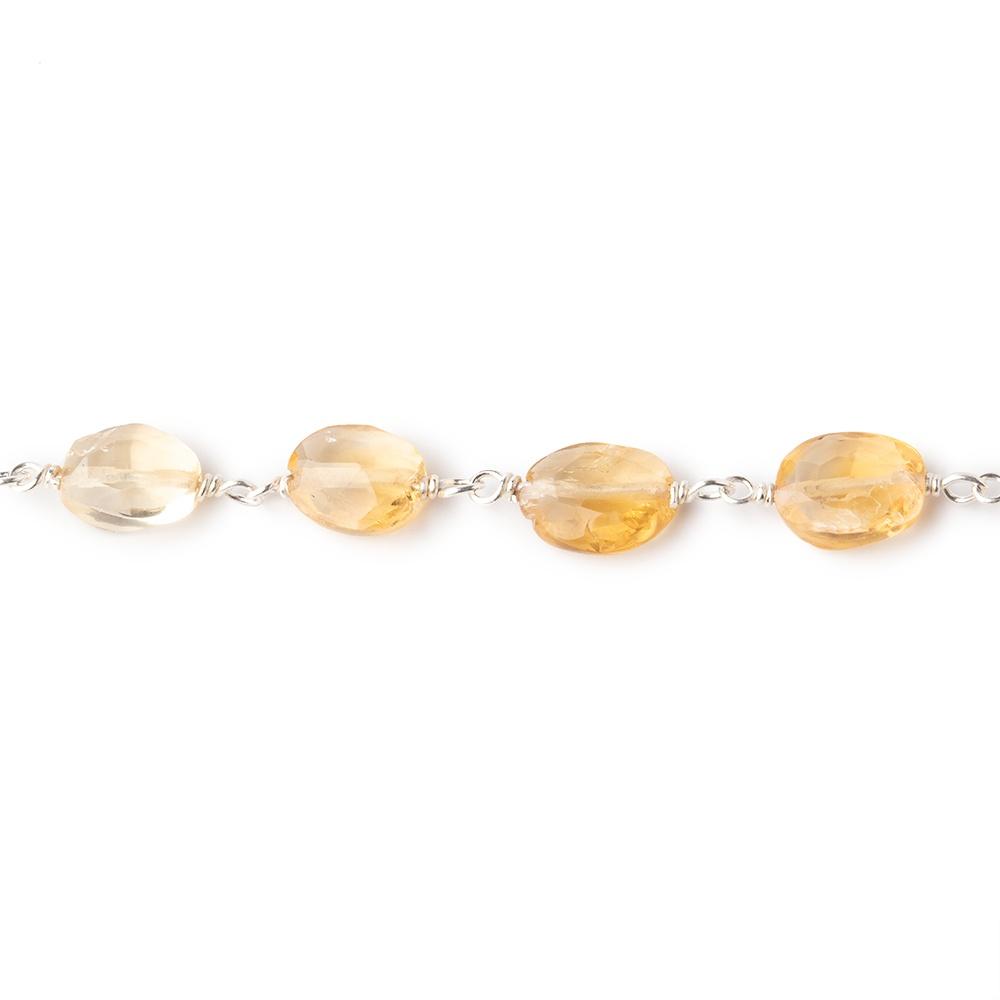 6x5-9x6mm Citrine Faceted Ovals on .925 Silver Chain by the Foot 22 beads (ONLINE ORDER ONLY)