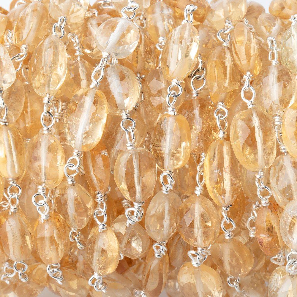 6x5-9x6mm Citrine Faceted Ovals on .925 Silver Chain by the Foot 22 beads (ONLINE ORDER ONLY)