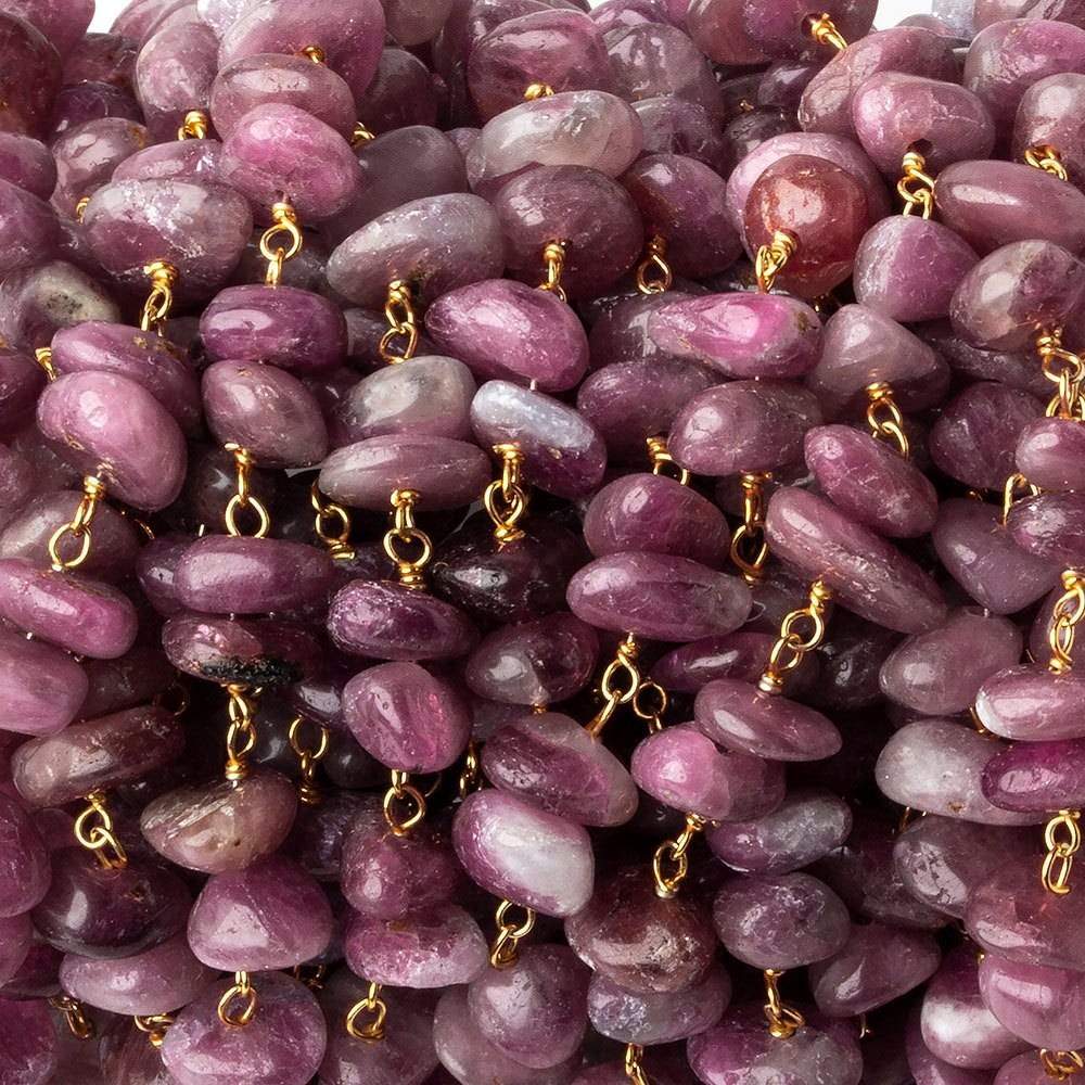 6x5-9x6mm Pink Tourmaline plain chips Vermeil Chain by the foot 56 beads per (ONLINE ORDER ONLY)