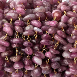 6x5-9x6mm Pink Tourmaline plain chips Vermeil Chain by the foot 56 beads per (ONLINE ORDER ONLY)