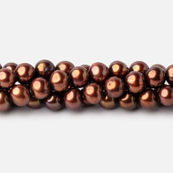 6x5mm Reddish Brown Side Drilled Off Round Freshwater Pearls 16 inch 76 pieces