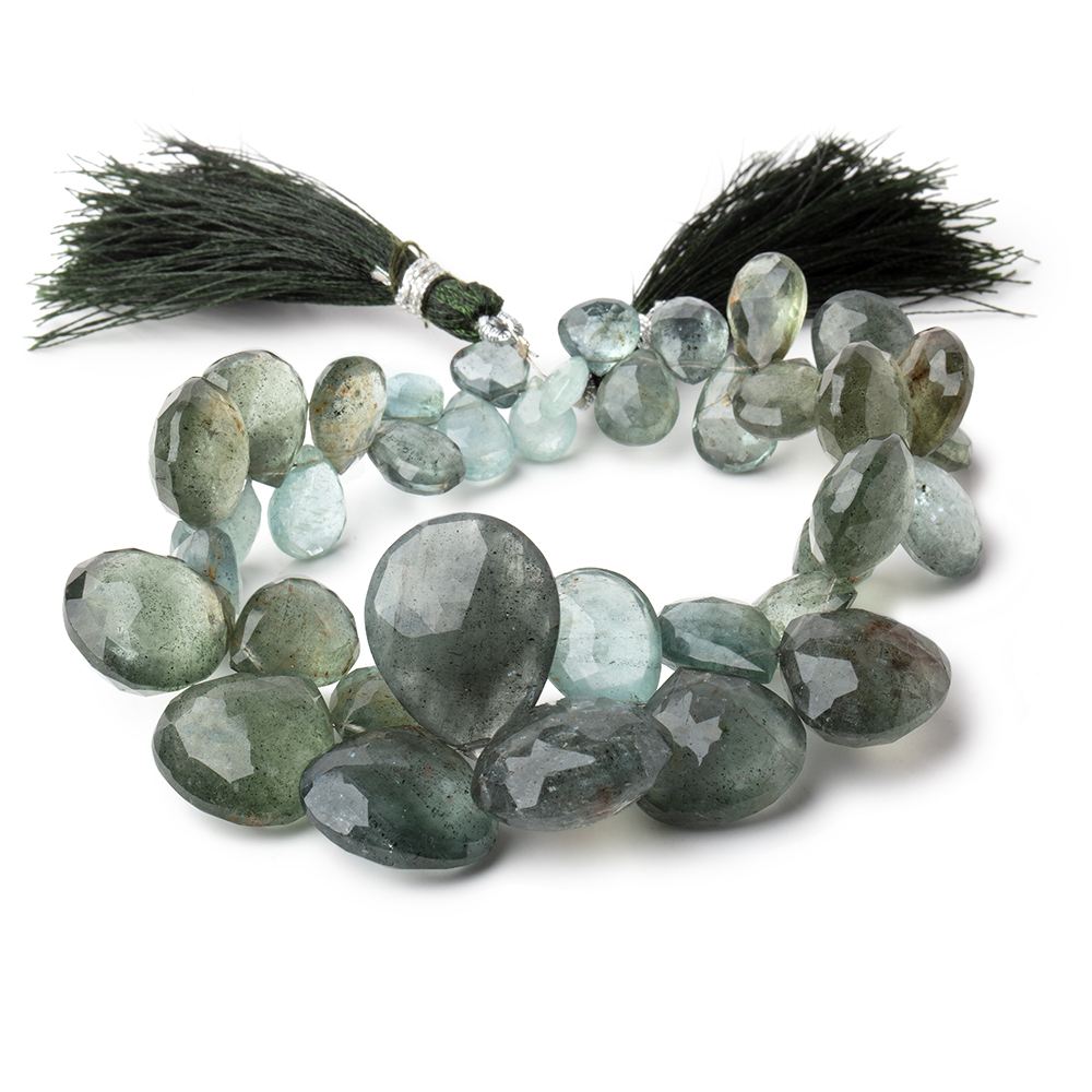 6x6-22x17mm Moss Aquamarine Faceted Hearts & Pears 8 inch 36 Beads AA (ONLINE ORDER ONLY)
