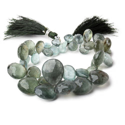 6x6-22x17mm Moss Aquamarine Faceted Hearts & Pears 8 inch 36 Beads AA (ONLINE ORDER ONLY)