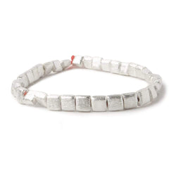 6mm Silver plated Brushed Square Beads 8 inch 32 pieces (ONLINE ORDER ONLY)