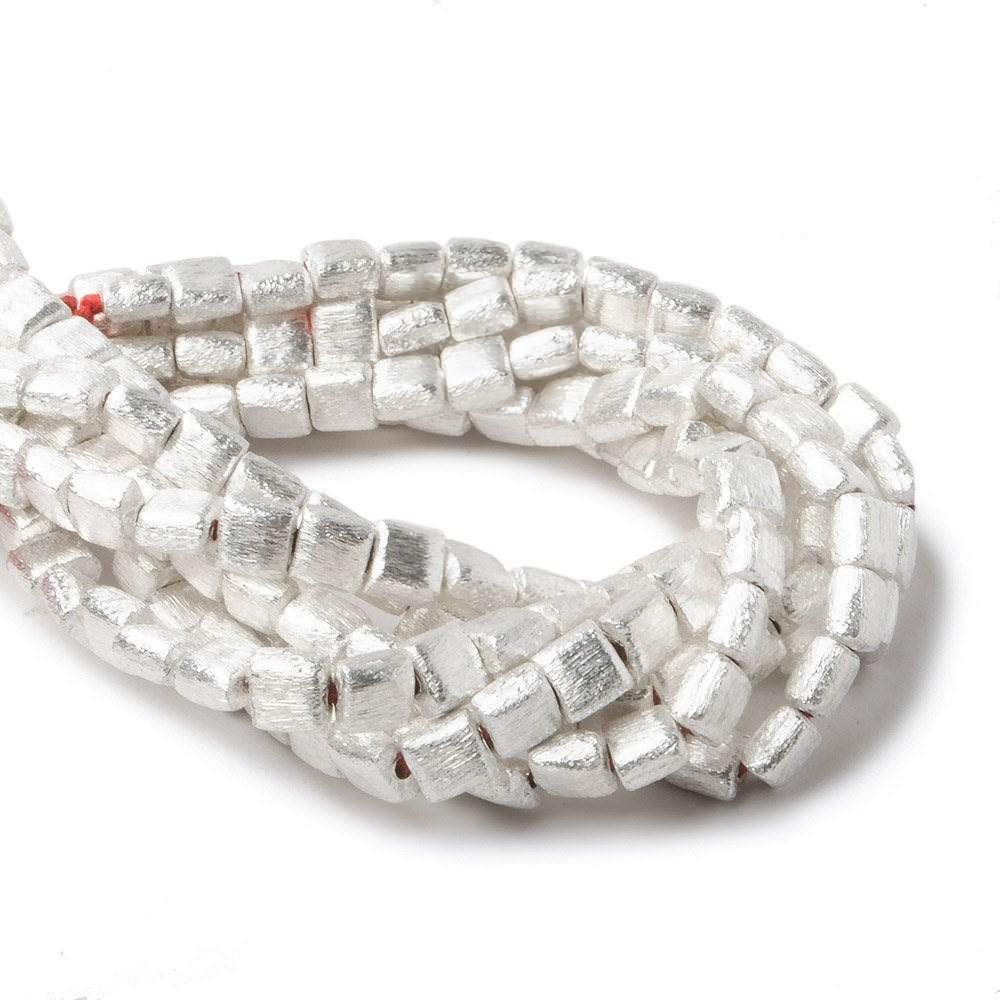 6mm Silver plated Brushed Square Beads 8 inch 32 pieces (ONLINE ORDER ONLY)