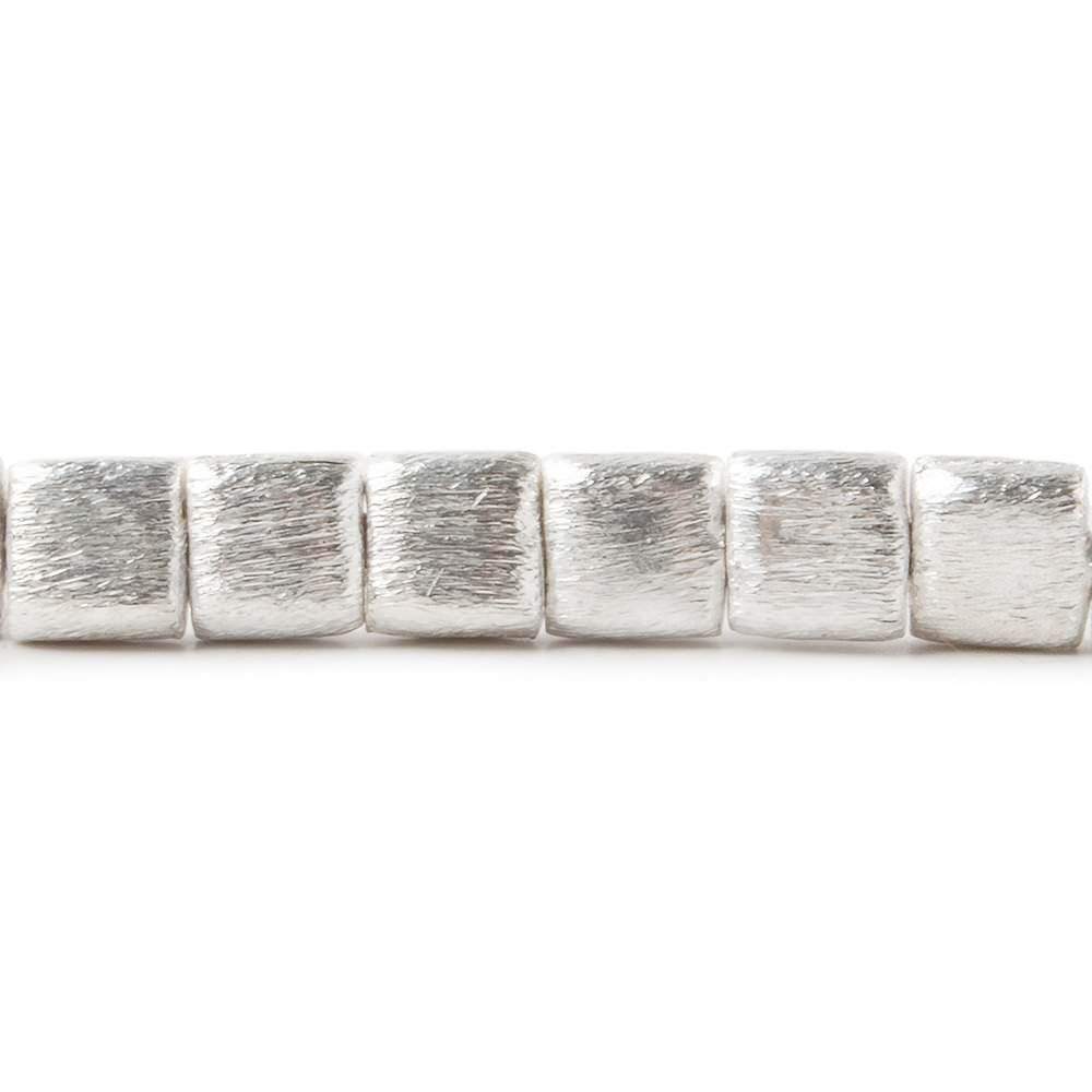 6mm Silver plated Brushed Square Beads 8 inch 32 pieces (ONLINE ORDER ONLY)