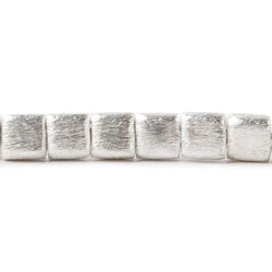 6mm Silver plated Brushed Square Beads 8 inch 32 pieces (ONLINE ORDER ONLY)
