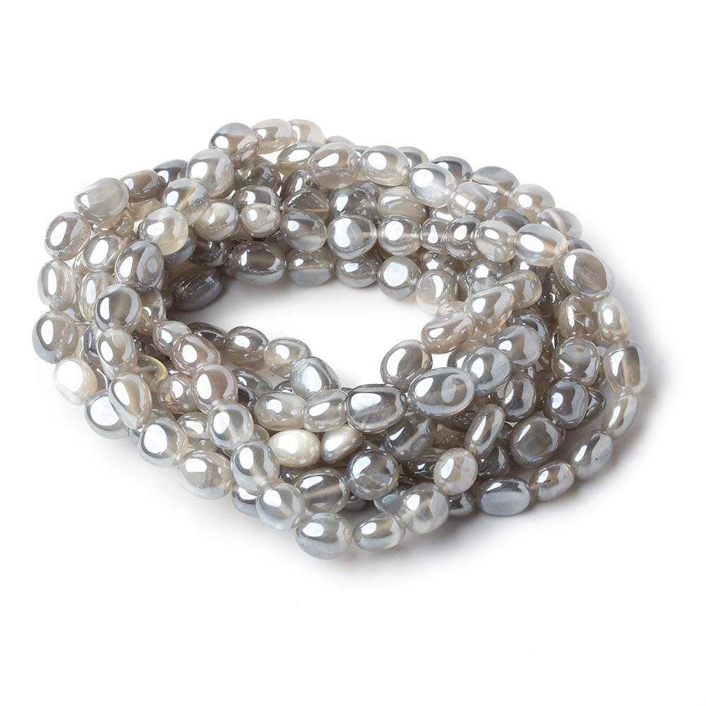 6x7-9x7mm Silver Mystic Platinum Grey Moonstone plain nuggets 16 inch 51 beads (ONLINE ORDER ONLY)