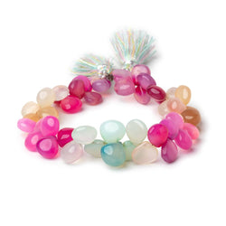 7-10mm Multi Color Chalcedony Plain Heart Beads 7.5 inch 46 pieces (ONLINE ORDER ONLY)