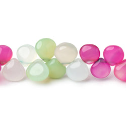 7-10mm Multi Color Chalcedony Plain Heart Beads 7.5 inch 46 pieces (ONLINE ORDER ONLY)