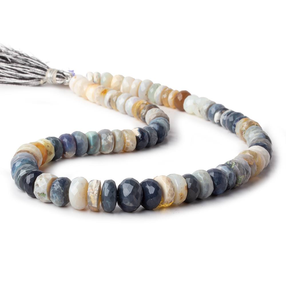 7-10mm Off White, Yellow, & Grey Australian Opal faceted rondelles 13 inch 81 pieces
