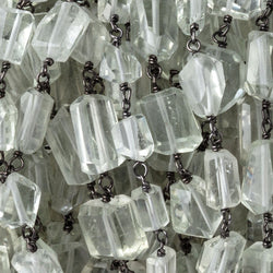 7-10mm Prasiolite Faceted Nuggets on Black Gold over .925 Silver Chain