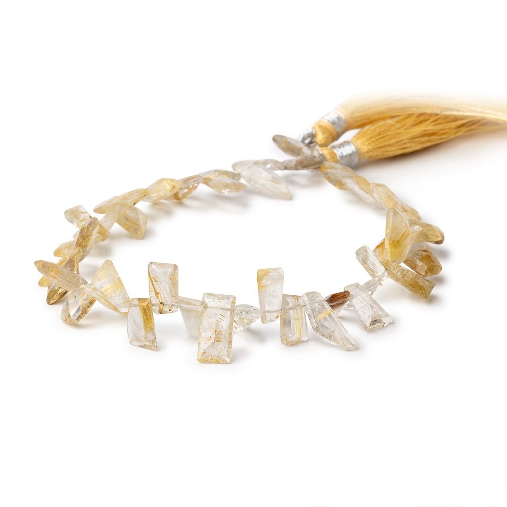 7-10mm Rutilated Quartz Pavilion Faceted Fancy beads 8 inch 45 pieces AA (ONLINE ORDER ONLY)