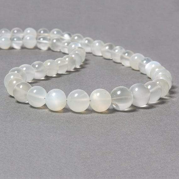 7-11mm White Moonstone Plain Round 49 pcs (ONLINE ORDER ONLY)