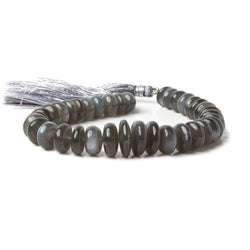 7-14mm Platinum Moonstone Plain Rondelle Beads 8 inch  37pcs (ONLINE ORDER ONLY)