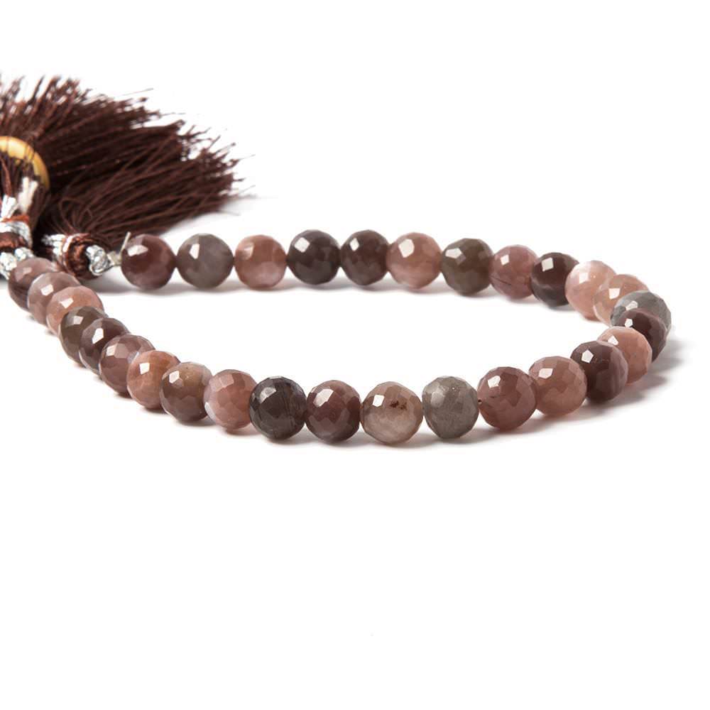7-7.5mm Chocolate Moonstone faceted round beads 8 inch 28 pieces (ONLINE ORDER ONLY)