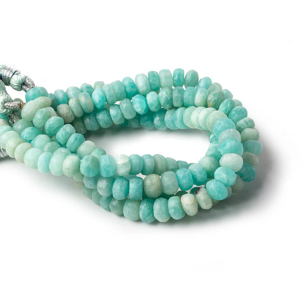 7-7.5mm Matte Amazonite plain rondelle beads 7.5 inch 41 beads A