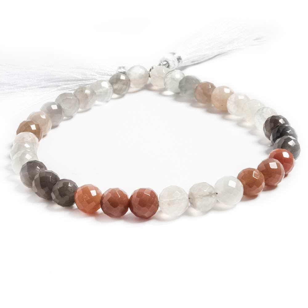 7.5mm Multi-color Moonstone faceted rounds 9 inch 28 Beads (ONLINE ORDER ONLY)