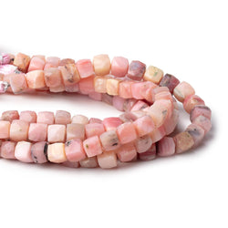 7-7.5mm Pink Peruvian Opal Faceted Cube Beads 7.75 inch 25 pieces (ONLINE ORDER ONLY)