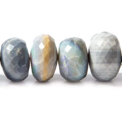 7-8mm Blue Grey Australian Opal Faceted Rondelles 18 inch 99 Beads AA