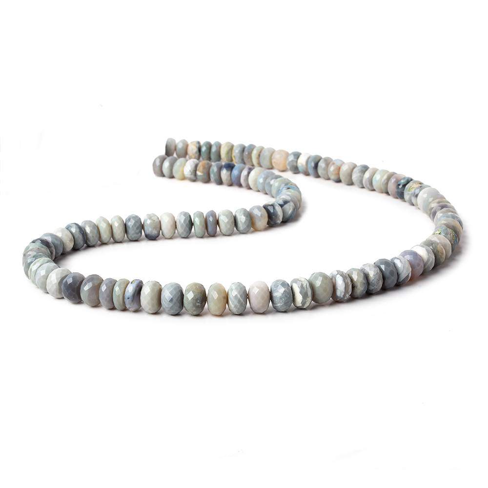 7-8mm Blue Grey Australian Opal Faceted Rondelles 18 inch 99 Beads AA