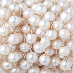 7-8mm Cream Baroque Pearls on .925 Silver Chain (ONLINE ORDER ONLY)